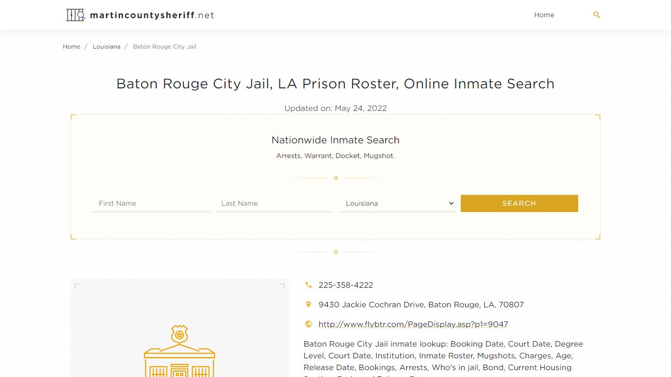 Baton Rouge City Jail, LA Prison Roster, Online Inmate Search
